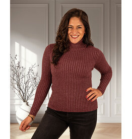 Gemma Ricceri Bordeaux glitter trui met col