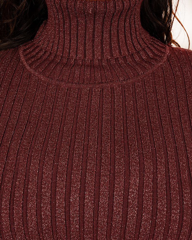 Bordeaux glitter trui met col van Gemma Ricceri