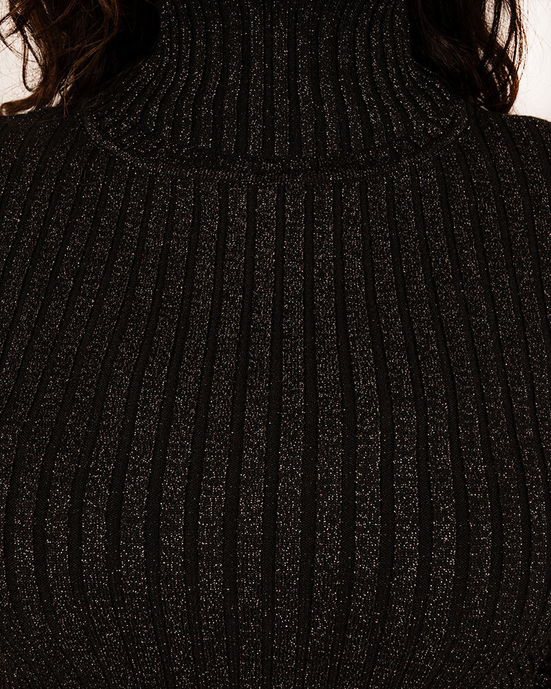 Zwarte glitter trui met col van Gemma Ricceri