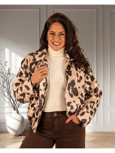 Oversized bomberjack leopard