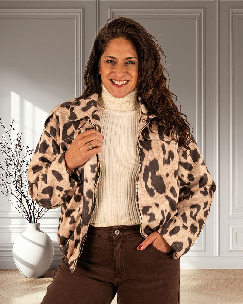 Oversized bomberjack leopard van Amy&Clo
