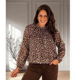 Bruin/beige print ballontop