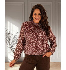 Bordeaux/beige print ballontop