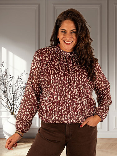 El-Vita Bordeaux/beige print ballontop