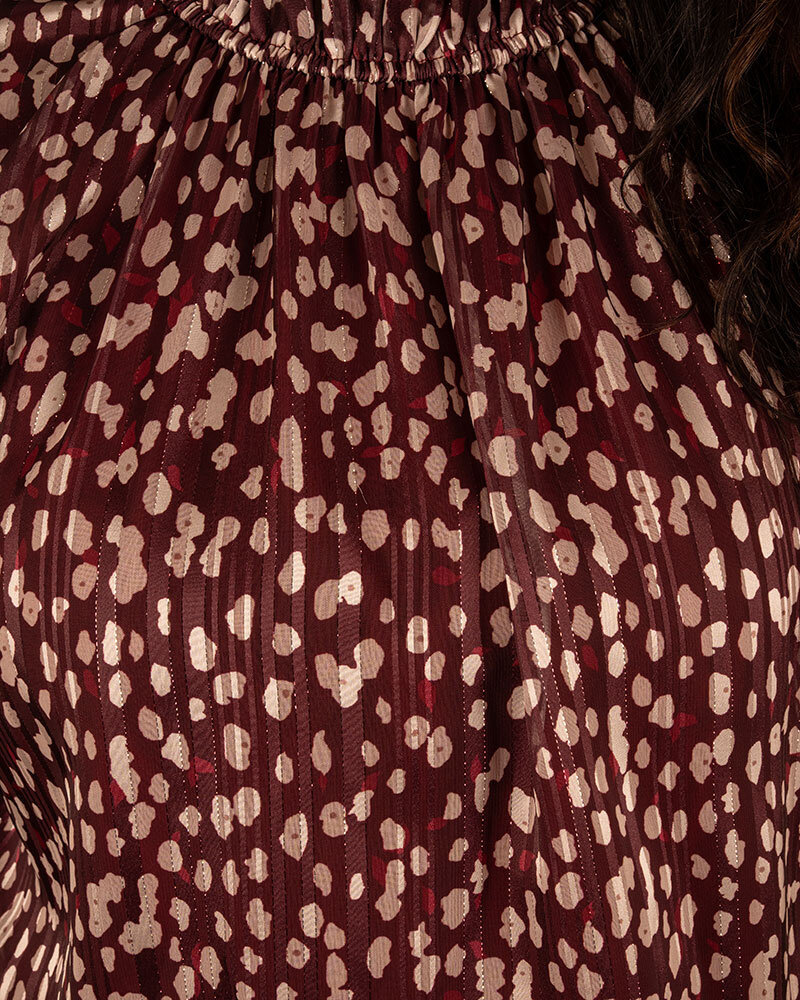 Bordeaux/beige print ballontop van El-Vita