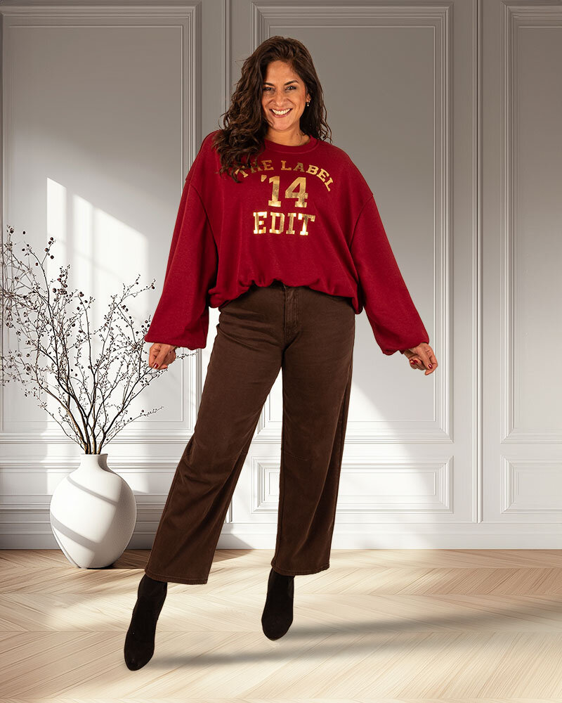 Donkerbruine barrel wide leg jeans van Forza