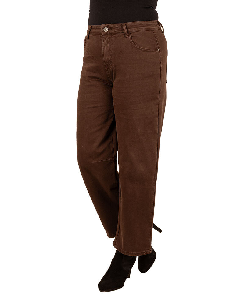 Donkerbruine barrel wide leg jeans van Forza