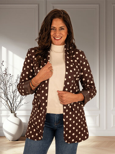 El-Vita Donkerbruine blazer dots met strass