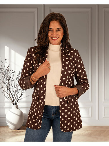 El-Vita Donkerbruine blazer dots met strass