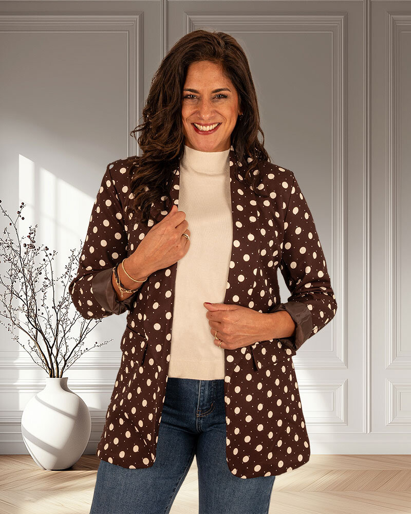 Donkerbruine blazer dots met strass van El vita