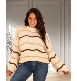 Perla Nera Beige/bruin trui van Perla Nera