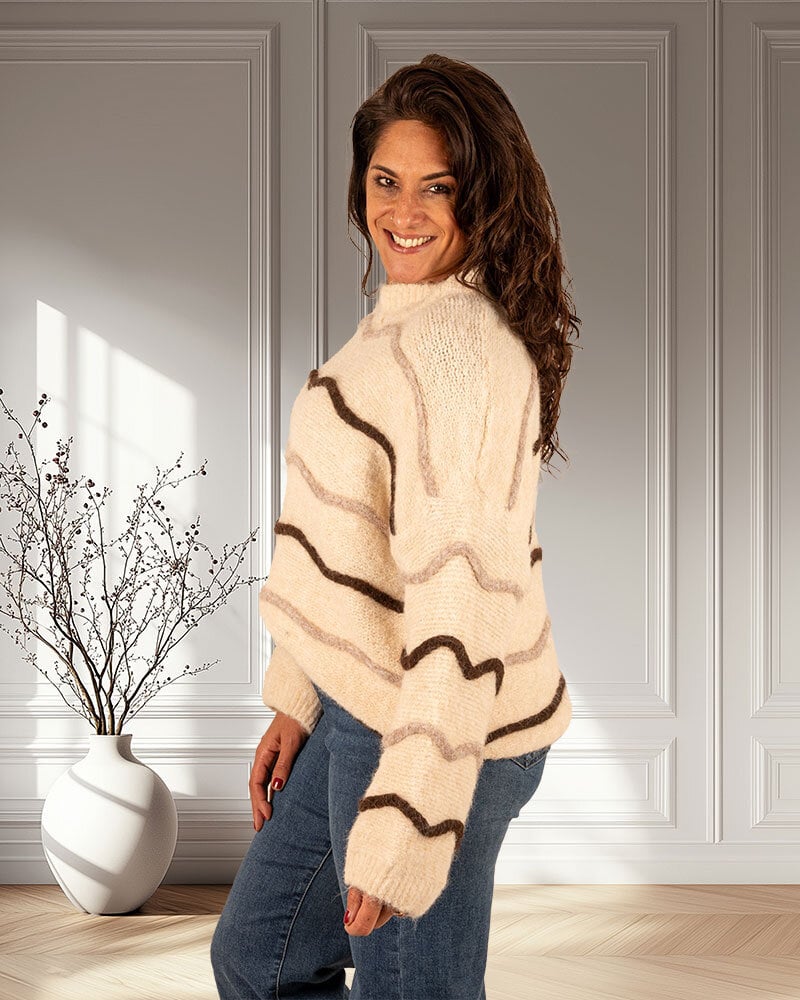 Beige/bruin trui van Perla Nera