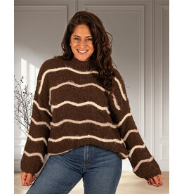 Perla Nera Bruin/beige trui van Perla Nera