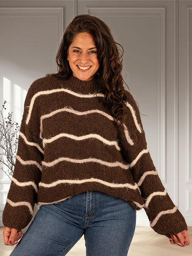 Perla Nera Bruin/beige trui van Perla Nera