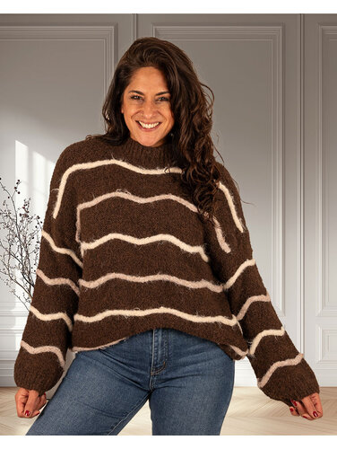 Perla Nera Bruin/beige trui van Perla Nera