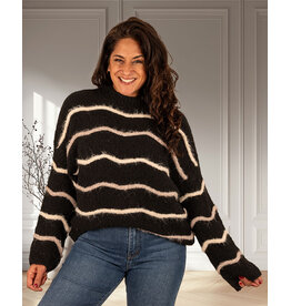 Perla Nera Zwart/beige trui van Perla Nera