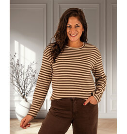Drôle de Copine Bruin/beige shirt lange mouw