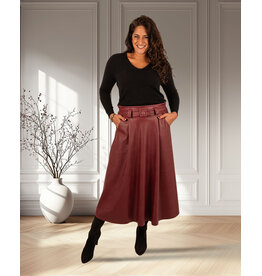 Bordeaux pu rok met riem