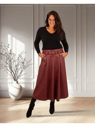El-Vita Bordeaux pu rok met riem