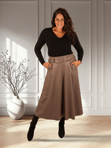Taupe pu rok met riem