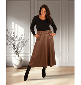 Bruine pu rok met riem