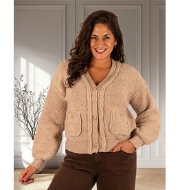 Taupe chenille vest van Moewy