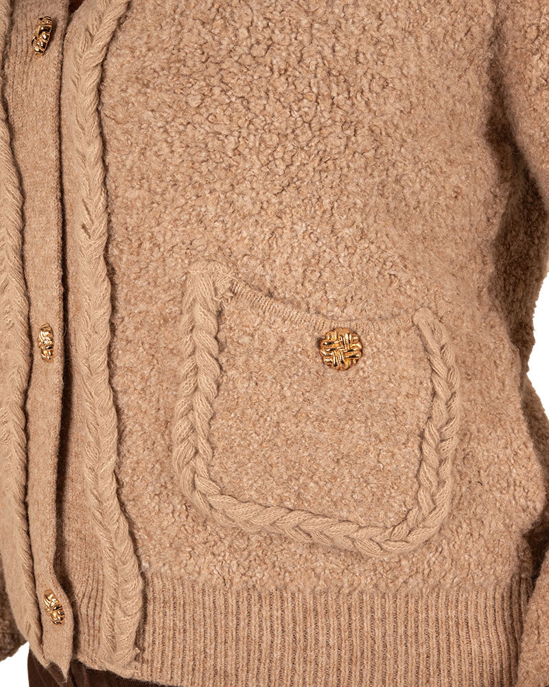 Taupe chenille vest van Moewy