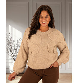 Moewy Beige trui bloem
