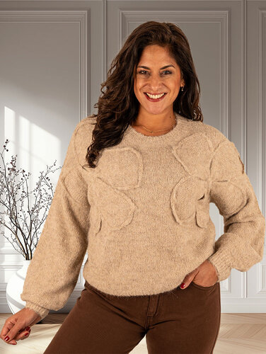 Beige trui bloem
