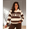 Bruin/ecru polotrui "New York" van Flamant Rose