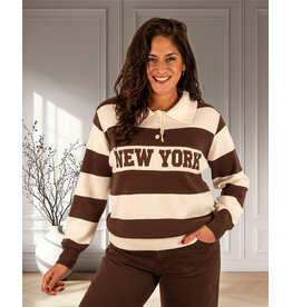 Bruin/ecru  polotrui "New York"