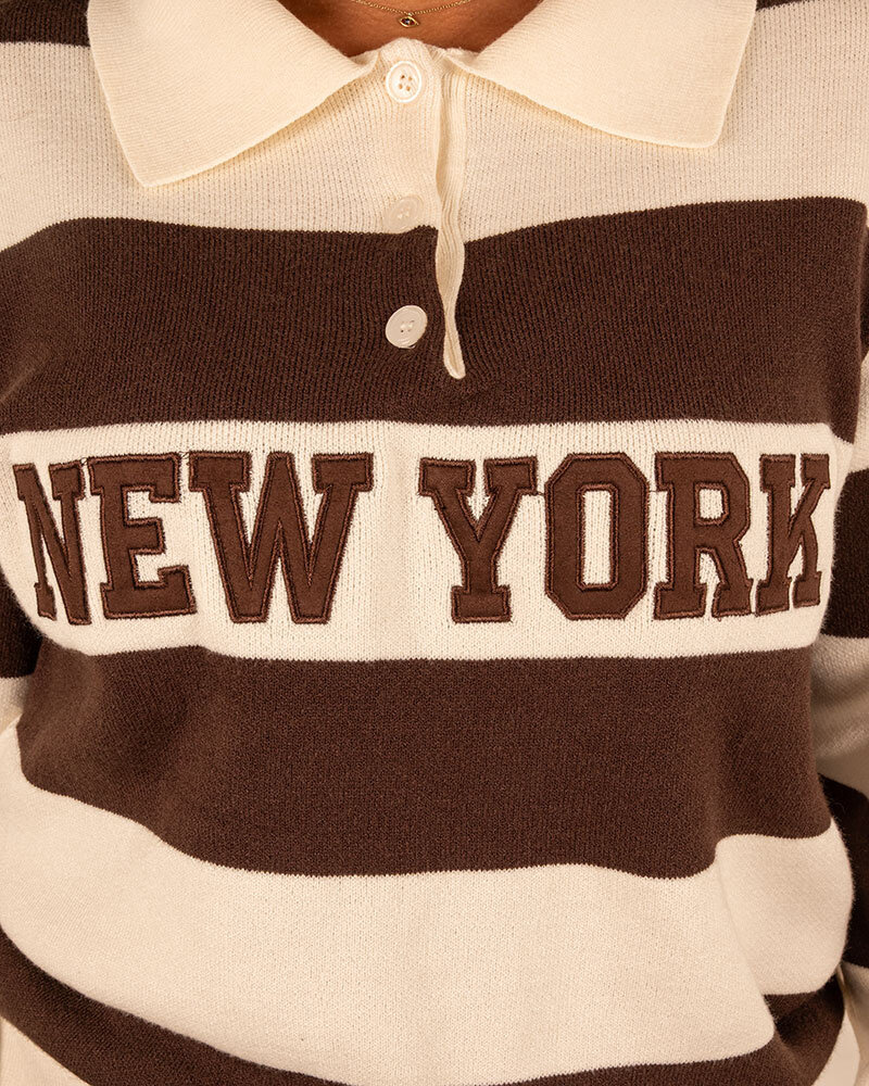 Bruin/ecru polotrui "New York" van Flamant Rose