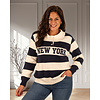 Blauw/ecru polotrui "New York" van Flamant Rose
