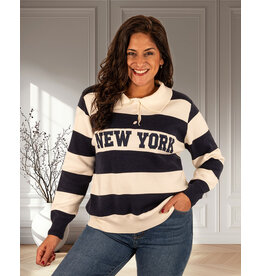 Blauw/ecru  polotrui "New York"