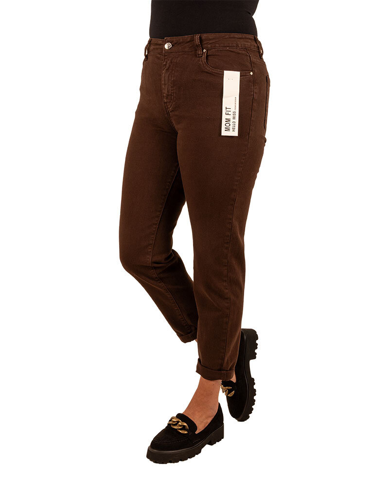 Dark brown high waist mom jeans van Hello Miss