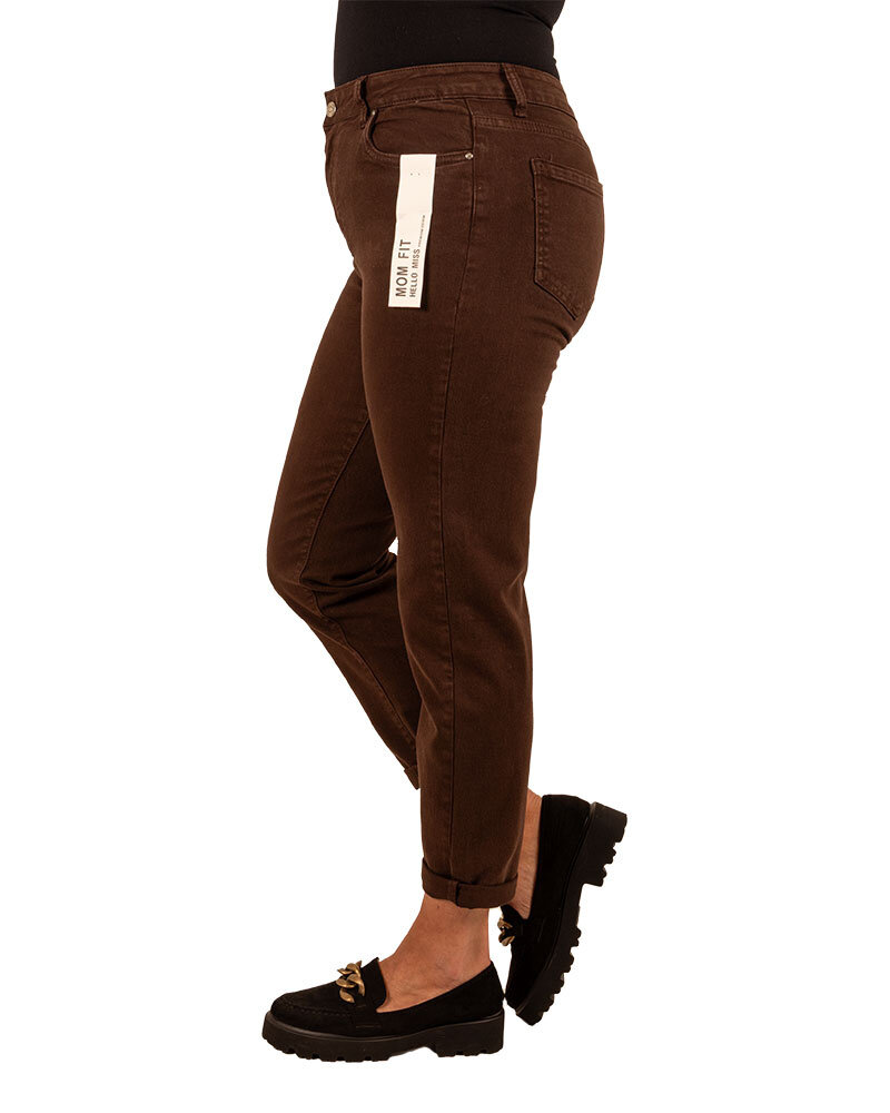 Dark brown high waist mom jeans van Hello Miss