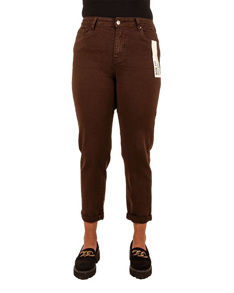 Dark brown high waist mom jeans van Hello Miss