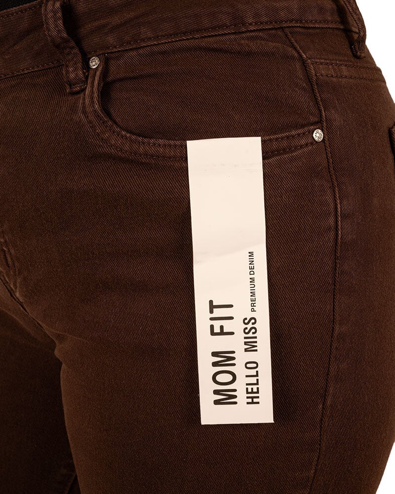 Dark brown high waist mom jeans van Hello Miss