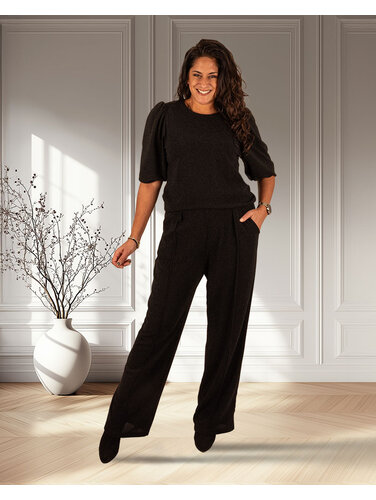 Perla Nera Zwarte glitterpantalon van Perla Nera