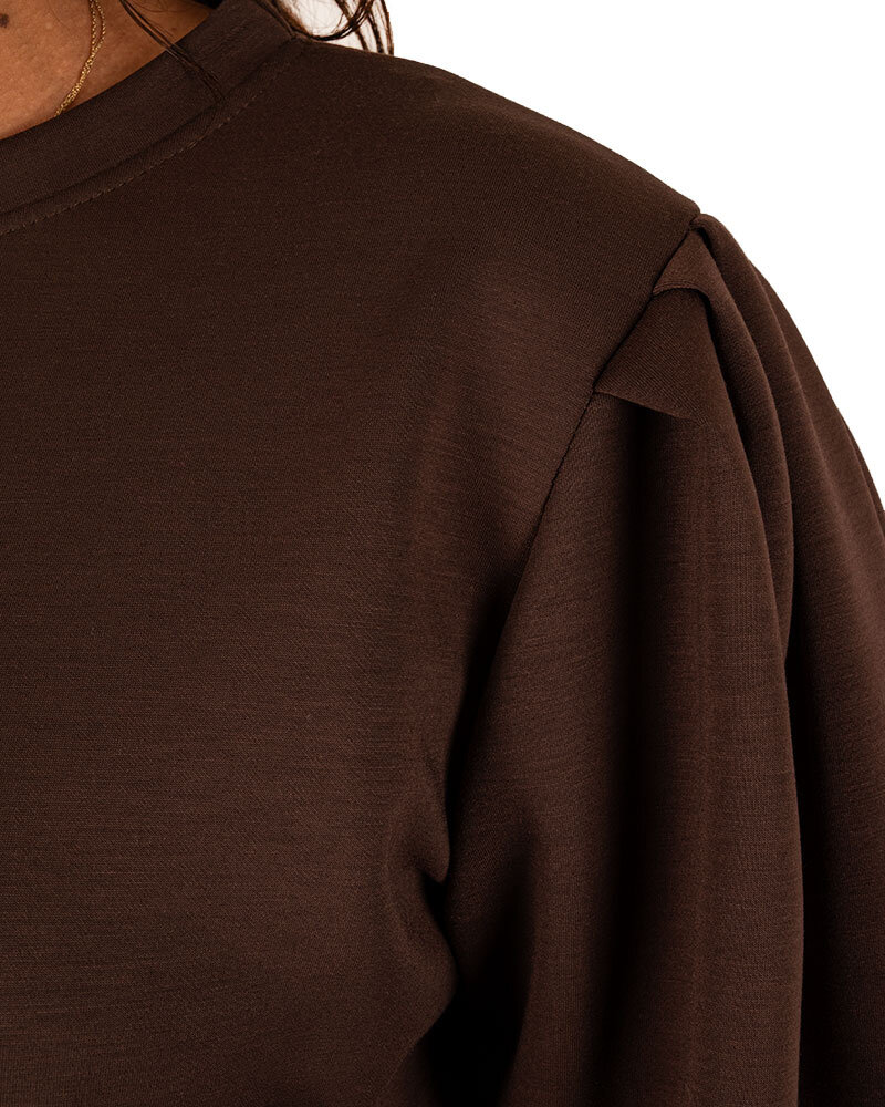 Donkerbruin joggingpak met pofmouw van El-Vita