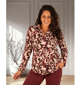 Beige/bordeaux print blouse van Iz Naiz