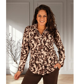 Beige/bruin print blouse van Iz Naiz