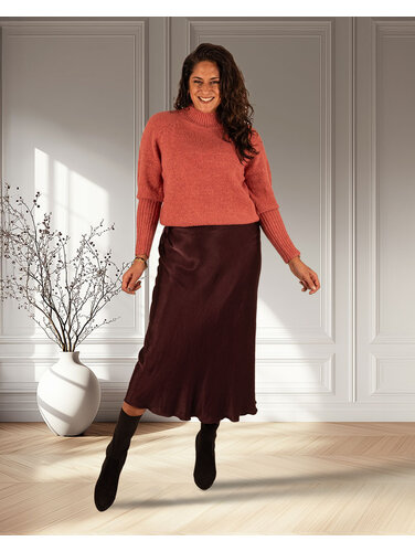 New Collection Bordeaux satijnen rok van New Collection