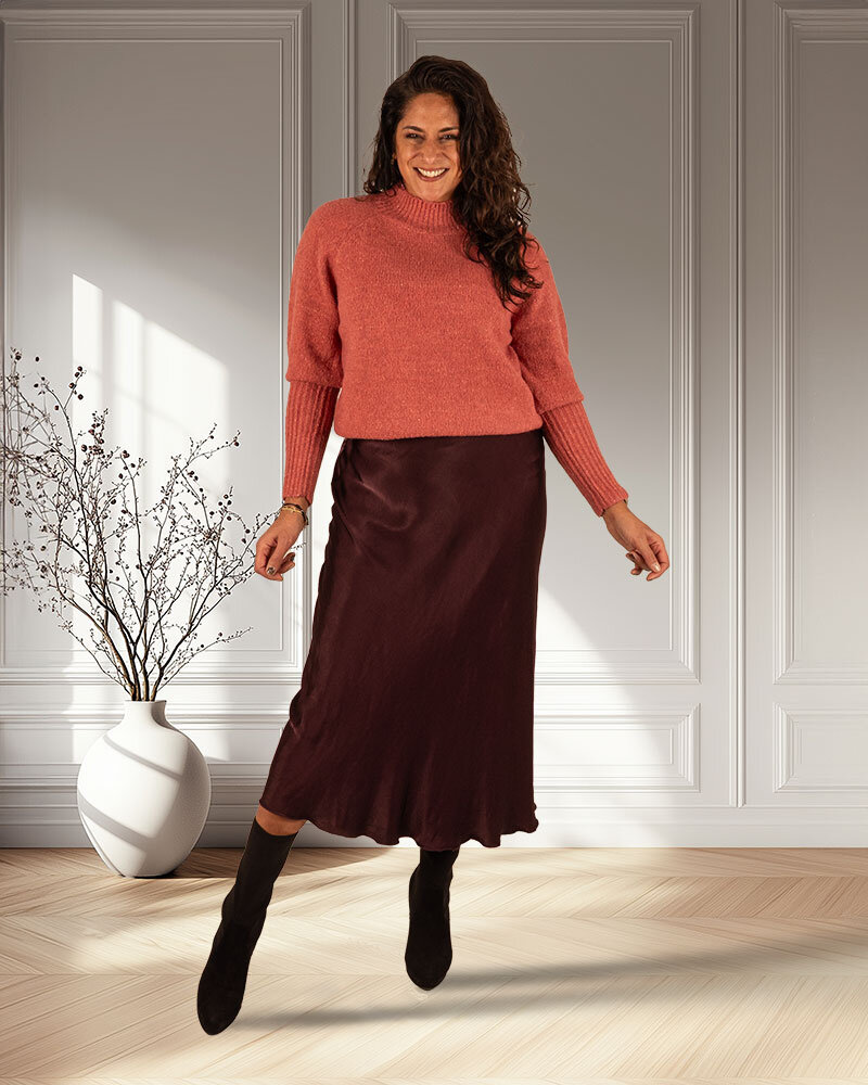 Bordeaux satijnen rok van New Collection
