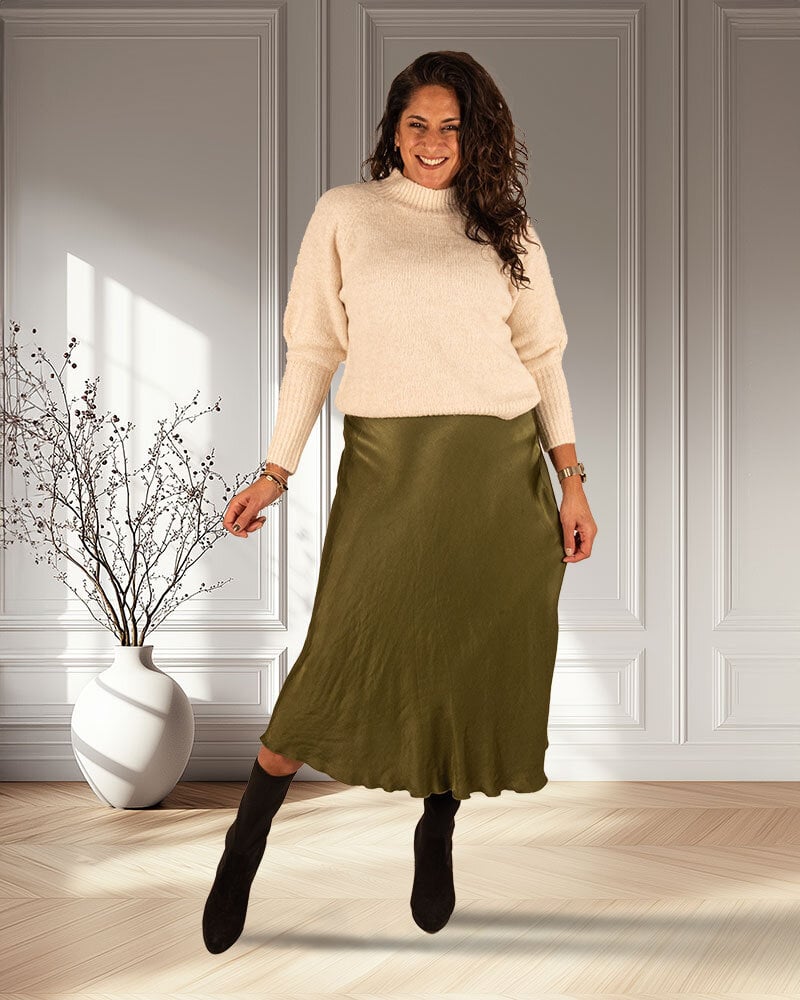 Groene satijnen rok van New Collection