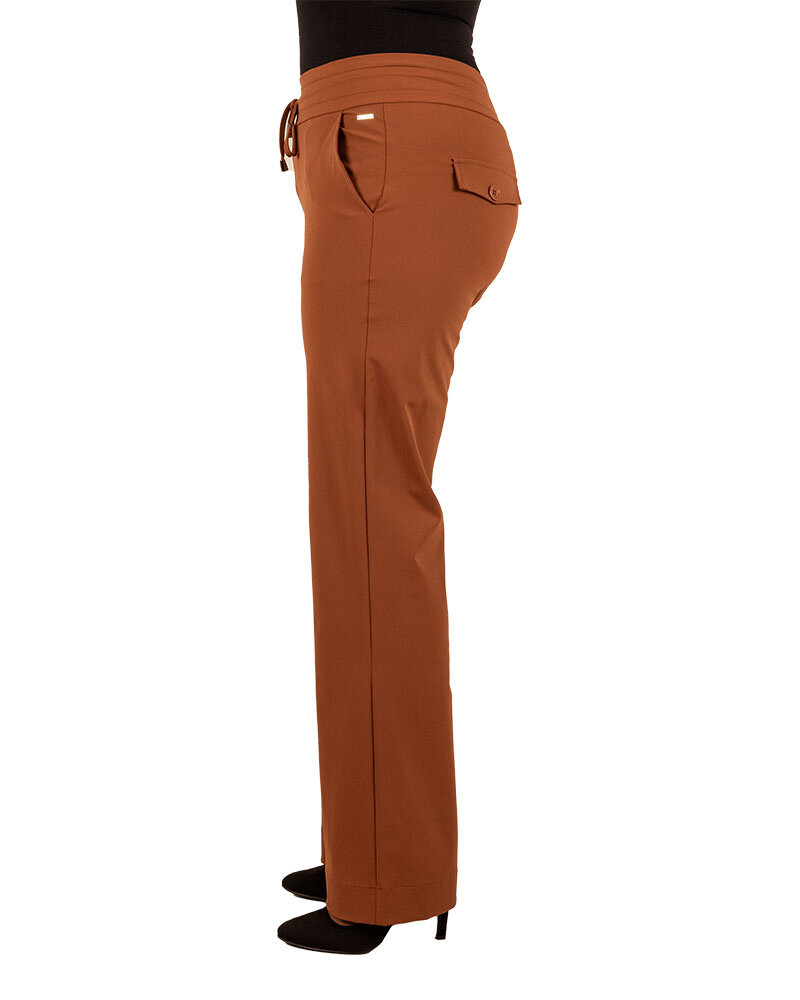Caramel  travelstof pantalon met rechte pijp van Mi Piace