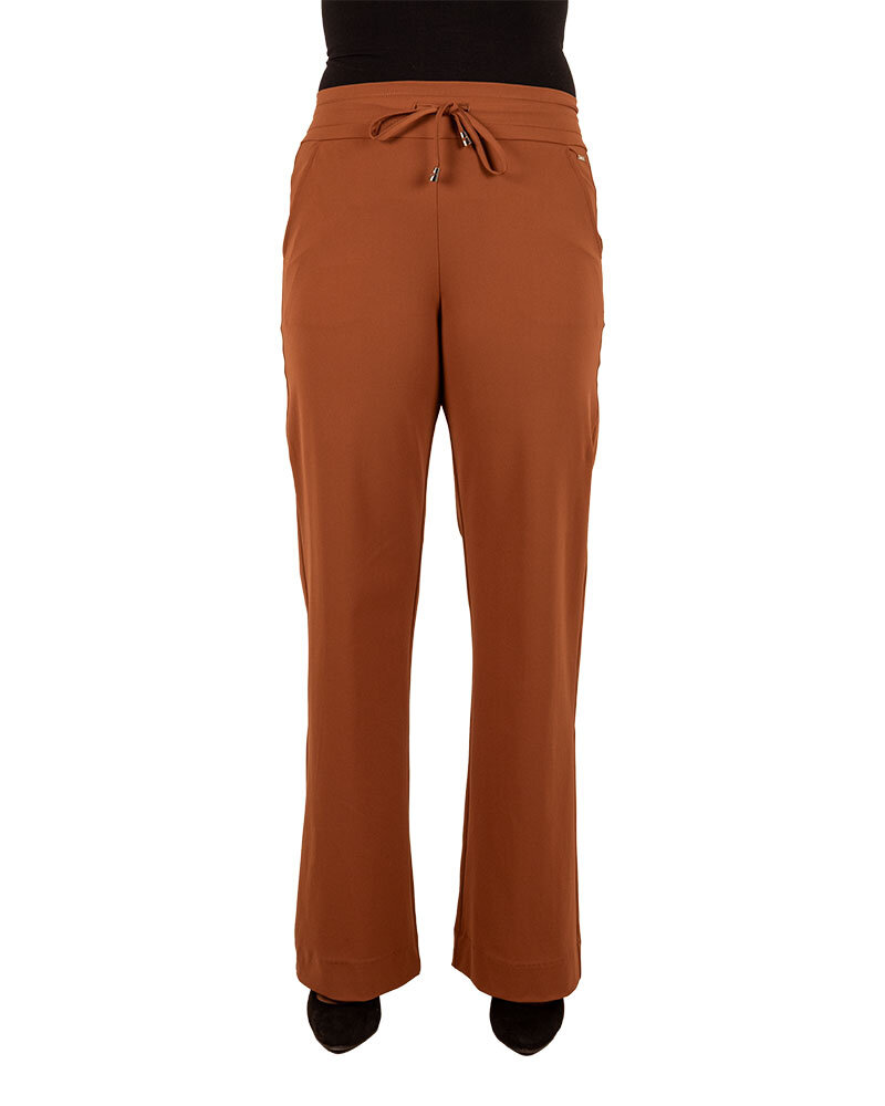 Caramel  travelstof pantalon met rechte pijp van Mi Piace