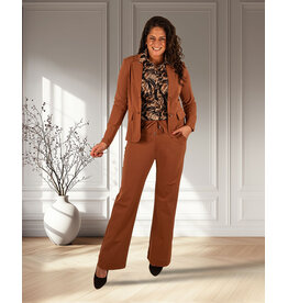 Mi  Piace Caramel  travelstof pantalon met rechte pijp