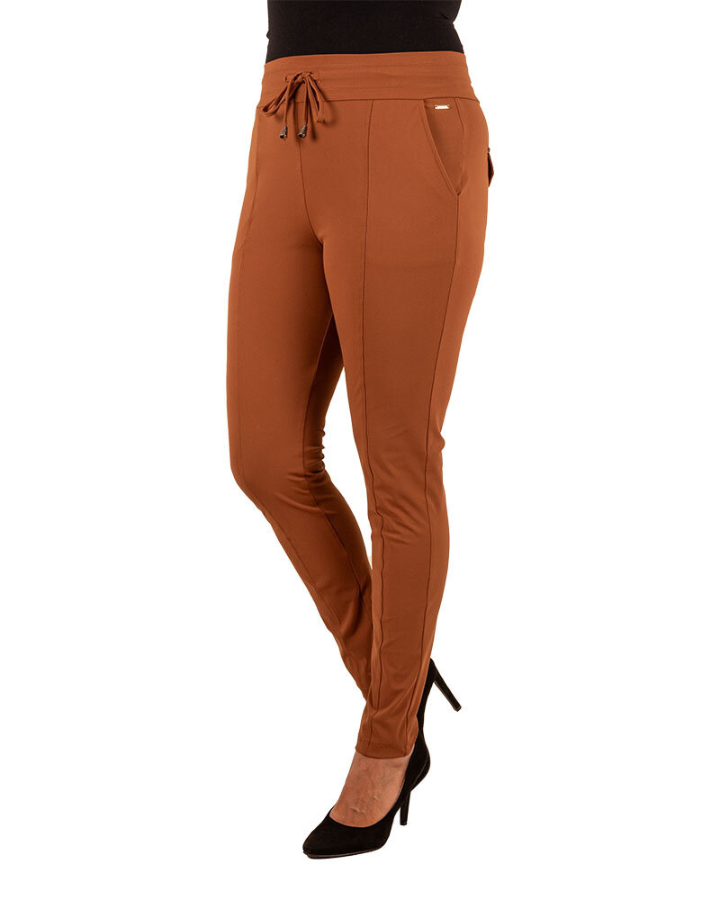 Caramel  travelstof broek van Mi Piace