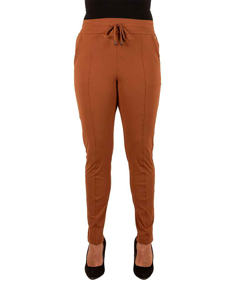 Caramel  travelstof broek van Mi Piace